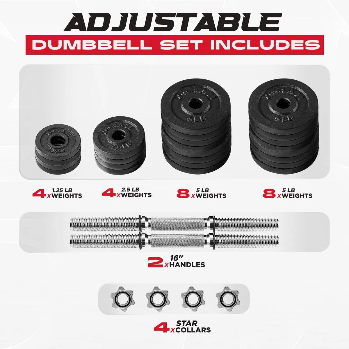 105 lbs Adjustable Cast Iron Dumbbell Set Y530