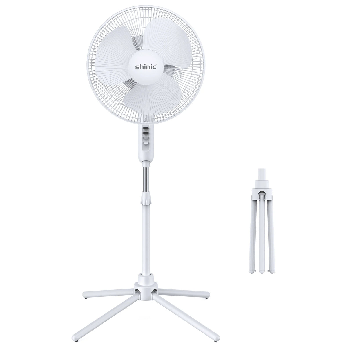16 3-Speed Oscillating Pedestal Fan with Folding Base, Adjustable Height and Tilt, Black P512