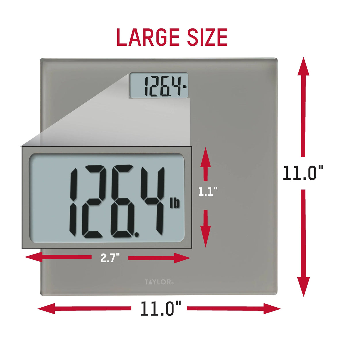 Gray Glass Digital Bathroom Scale 350lb Capacity L274977