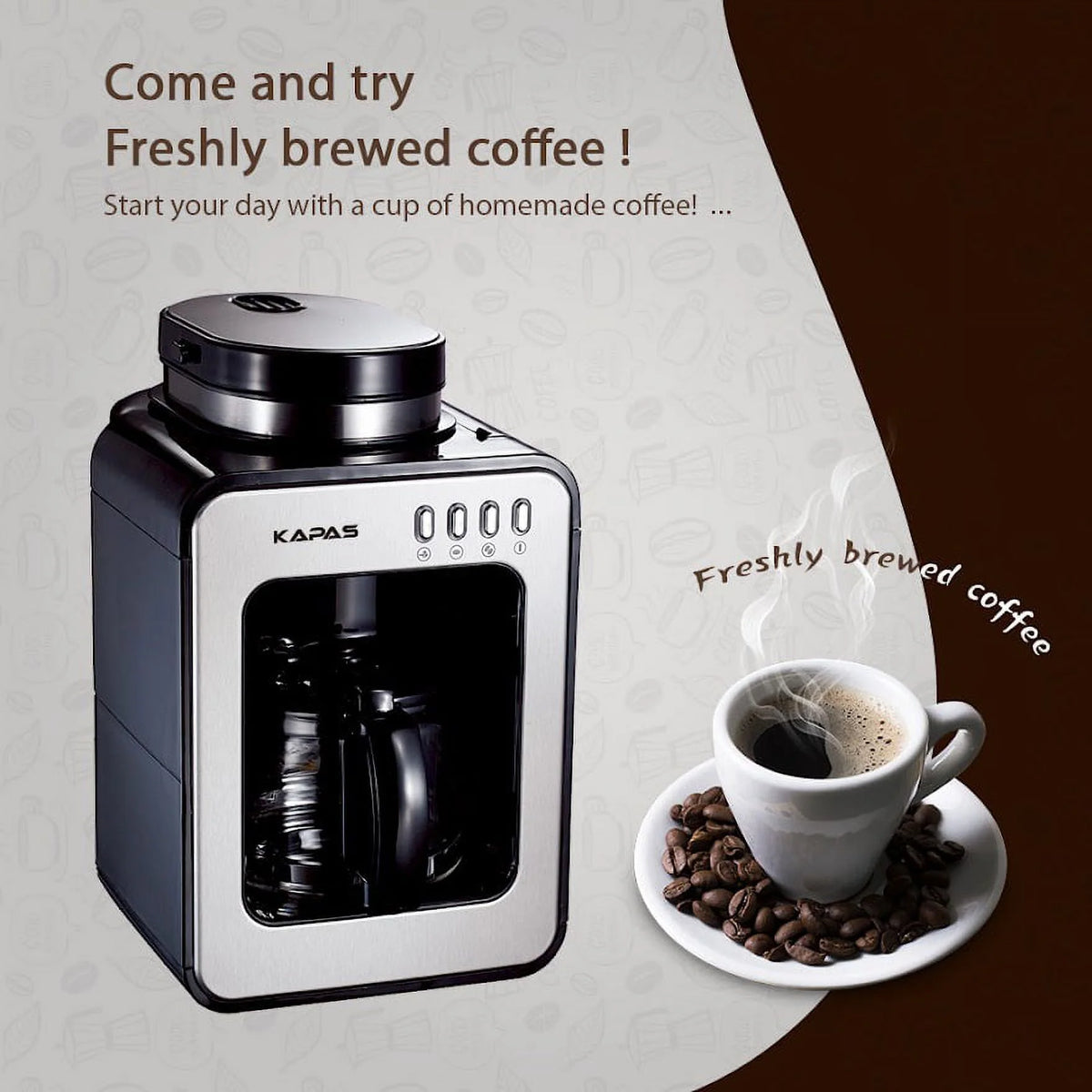 Automatic Coffee Machine with Grinding Function, Programmable Timer, 0.6L H198300