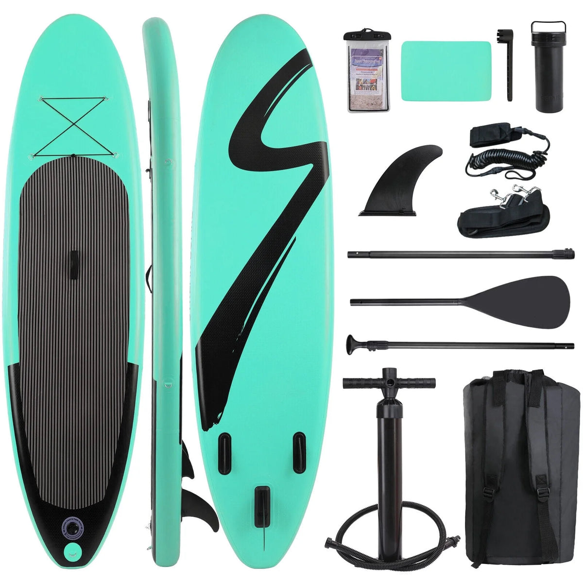 10ft Inflatable Stand up Paddle Board with Backpack, Paddle, Leash E579