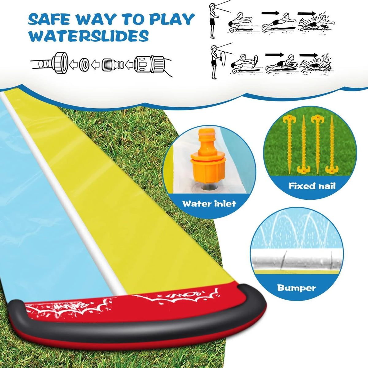 20FT Water Slide with 2 Surfboards L35539